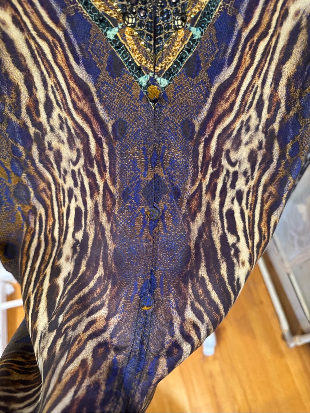 $399 CAMILLA Animalia Silk Lace-Up Blouse! Sz XXL - Picture 4 of 9